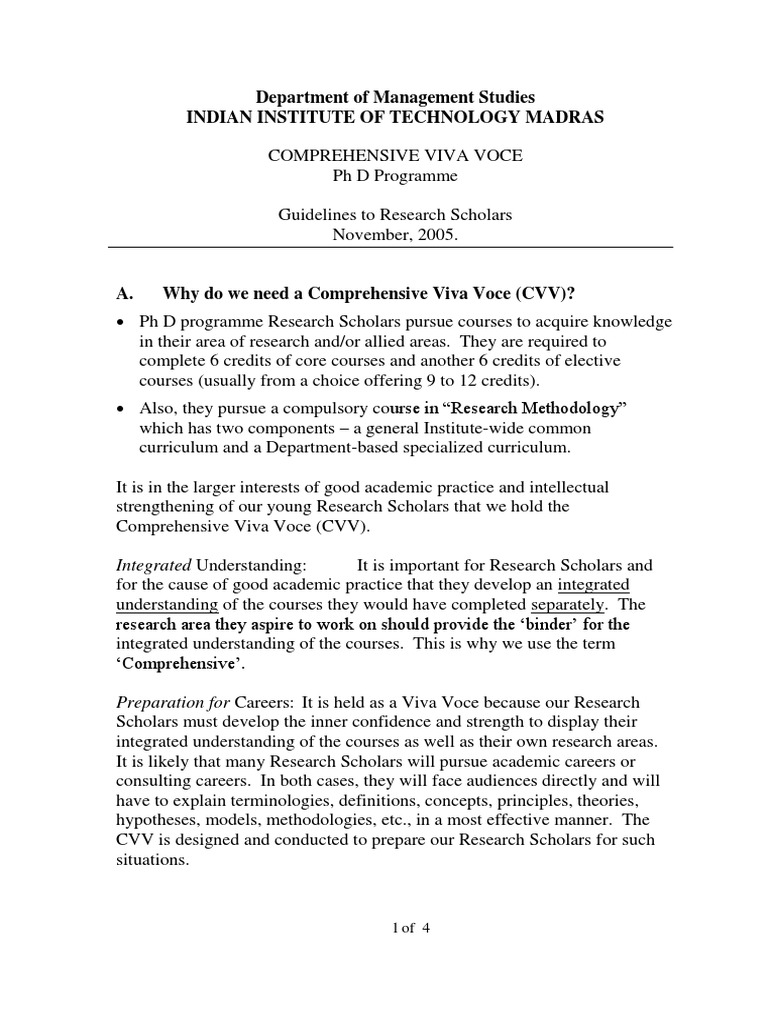 Comprehensive Viva Voce Guidelines | PDF | Concept | Theory