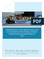 PROPOSAL Pembinaan Ahli K3 Umum Sertifikasi KEMNAKER RI 2017 PT. Duta Selaras Sousindo