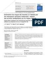 Estimation Du Risque de Trisomie 21 Fœtale Par Les Marqueurs Sériques Maternels - Impact Des Erreurs Analytiques Sur Le Risque Calculé