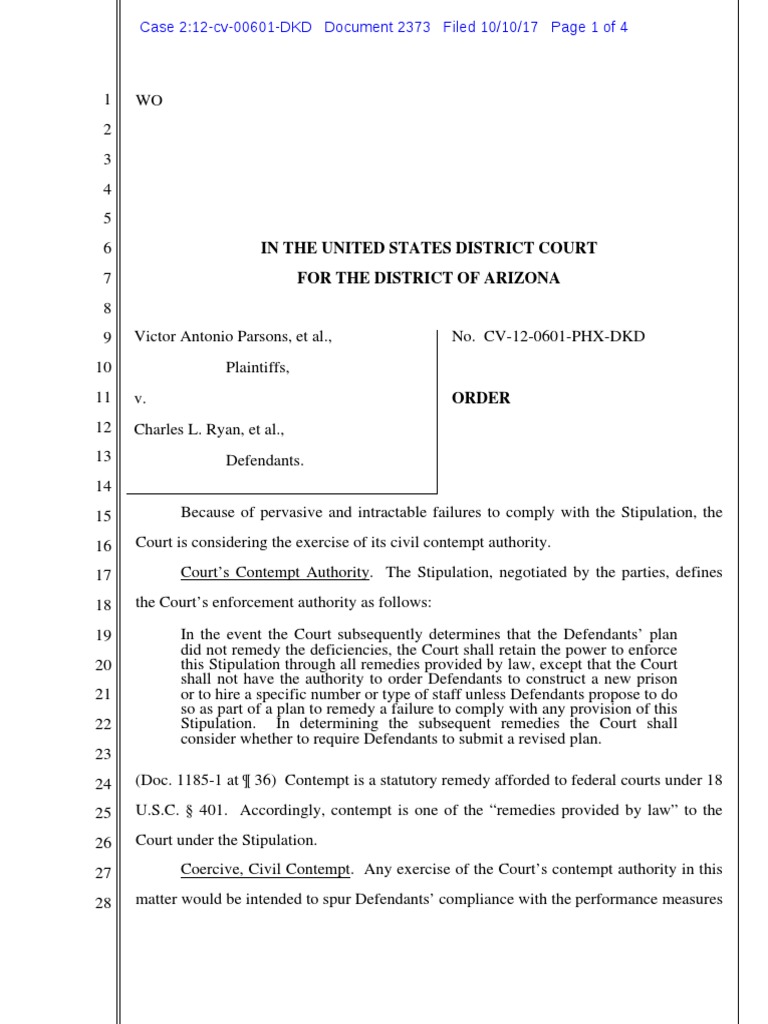 Parsons Contempt Order | Contempt Of Court | Government