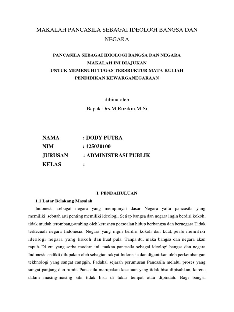 Kumpulan Soal Pelajaran 4 Contoh Abstrak Makalah Pancasila
