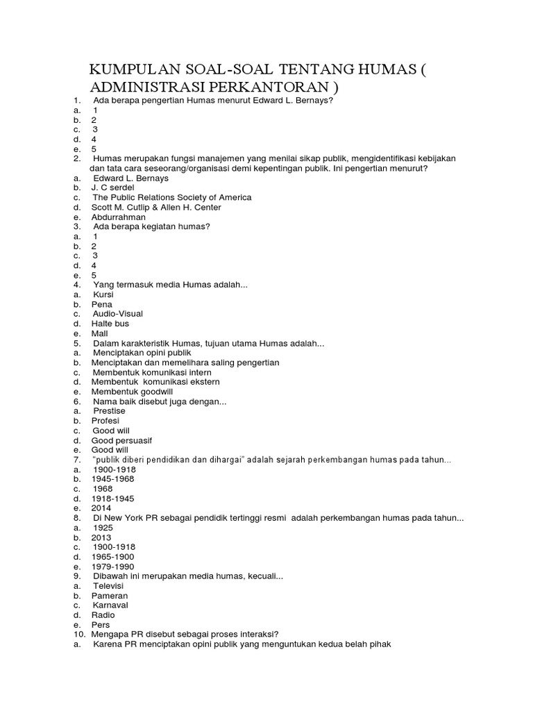 Kumpulan Soal Humas