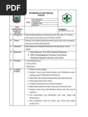 Sop Imunisasi Terbaru Docx