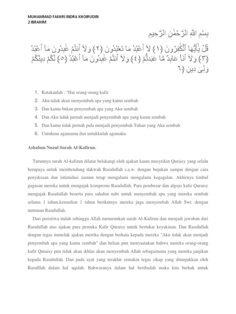 Download 73+ Contoh Surat Al Kafirun Asbabun Nuzul Terbaik Dan Terbaru