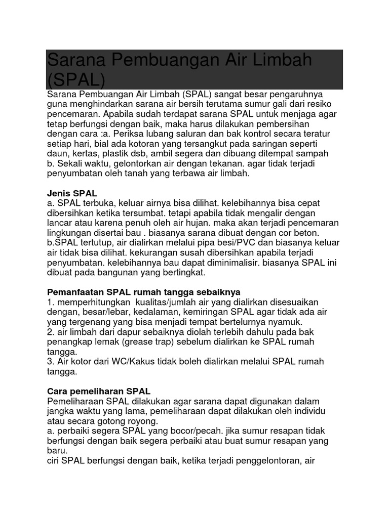 Sarana Pembuangan Air Limbah