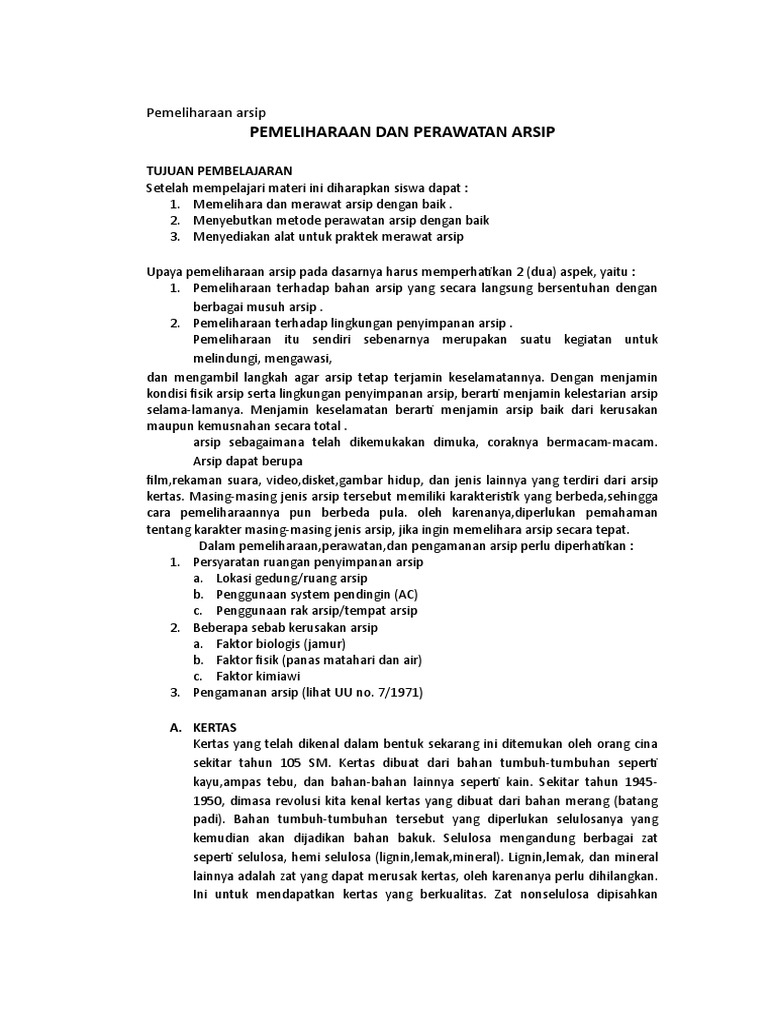Pemeliharaan Arsip