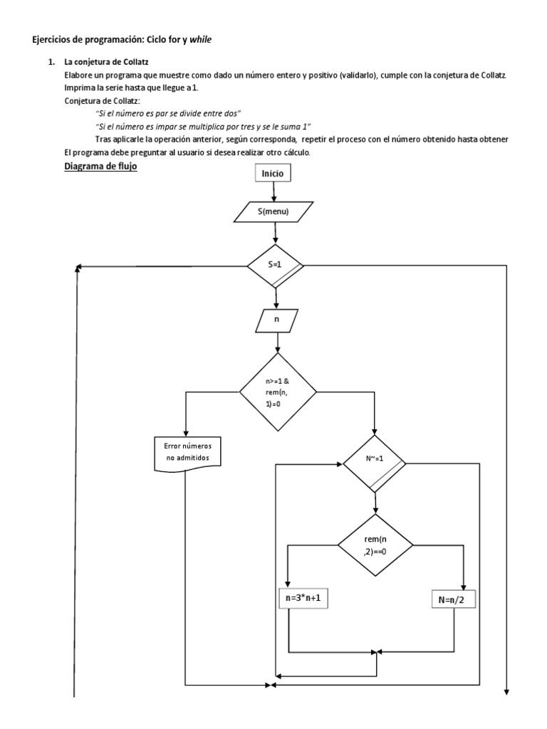 Ejercicios de Programacion Ciclo For y While PDF | PDF | Teoría de los ...