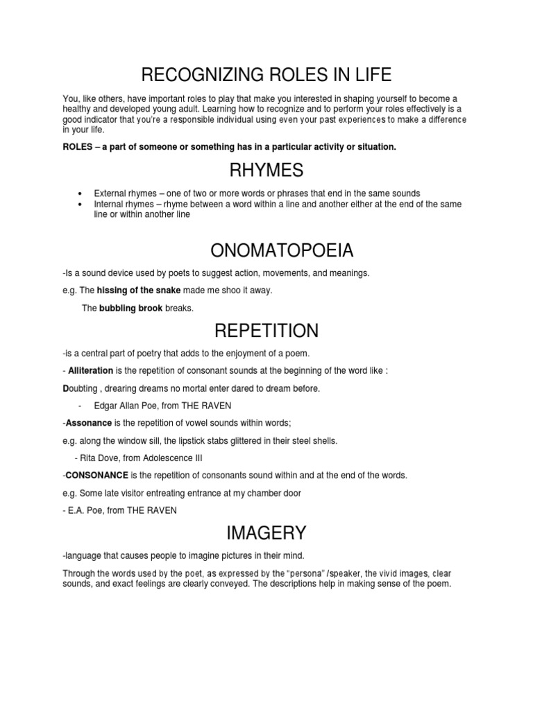Understanding Life Roles and Poetry | PDF | Punctuation | Poetry