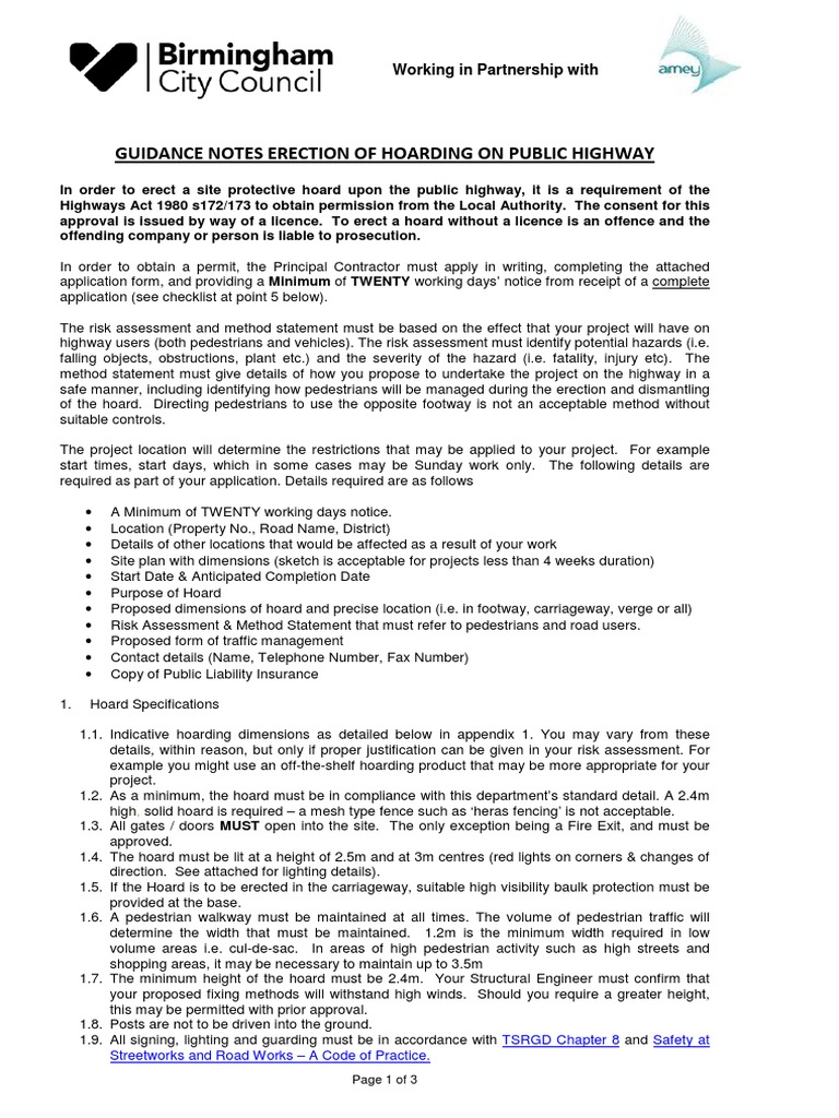 Hoarding Licence Guidance for Contractors | PDF | Risk Assessment | Highway