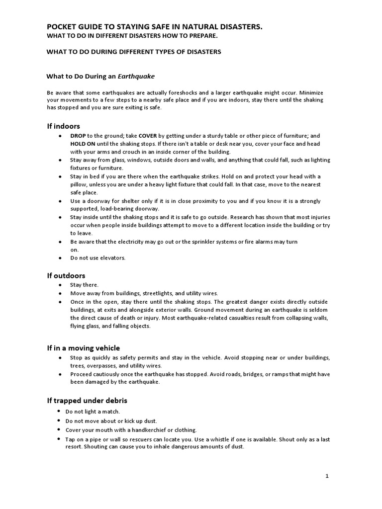 Pocket Guide To Staying Safe in Natural Disasters | PDF | Volcanic Ash ...