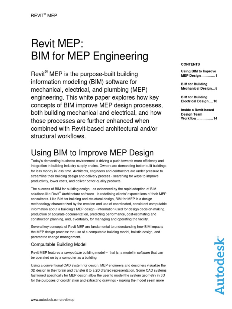 RC Whitepaper Revit Systems BIM For MEP Engine PDF | PDF | Autodesk ...