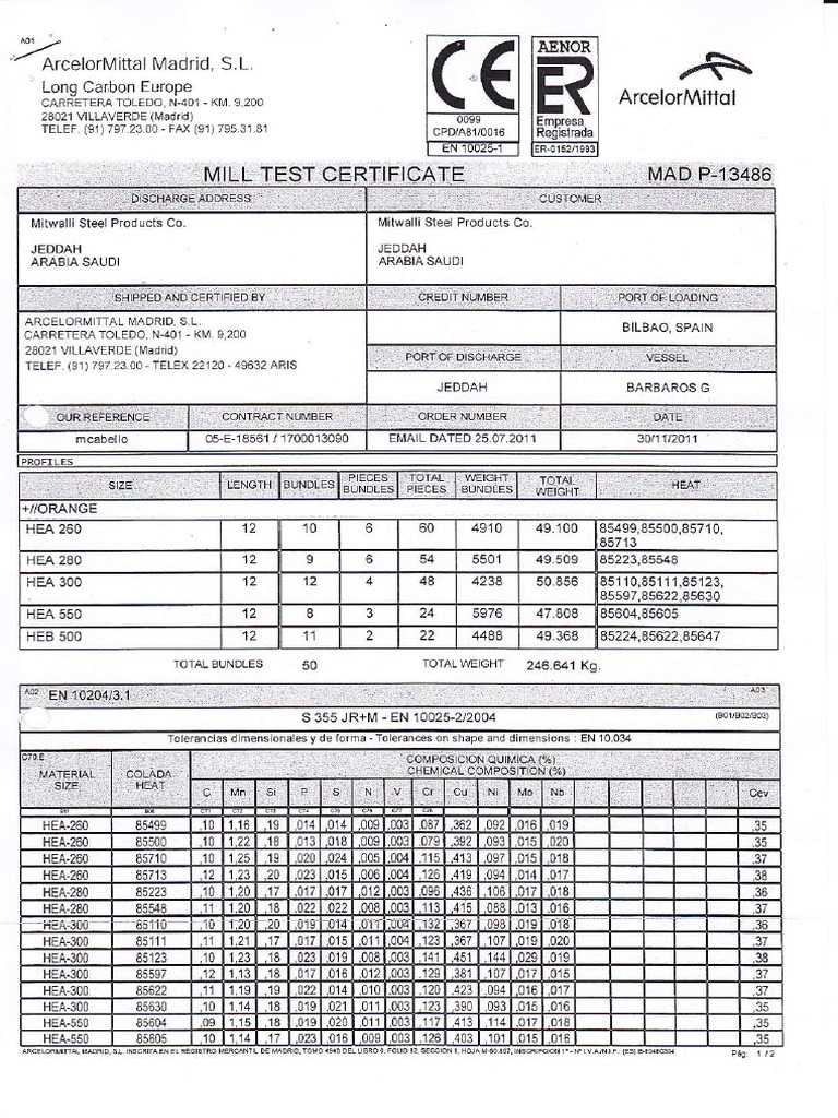 Mill Test Certificate 23