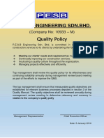 P.E.S.B. Engineering SDN - BHD.: Quality Policy