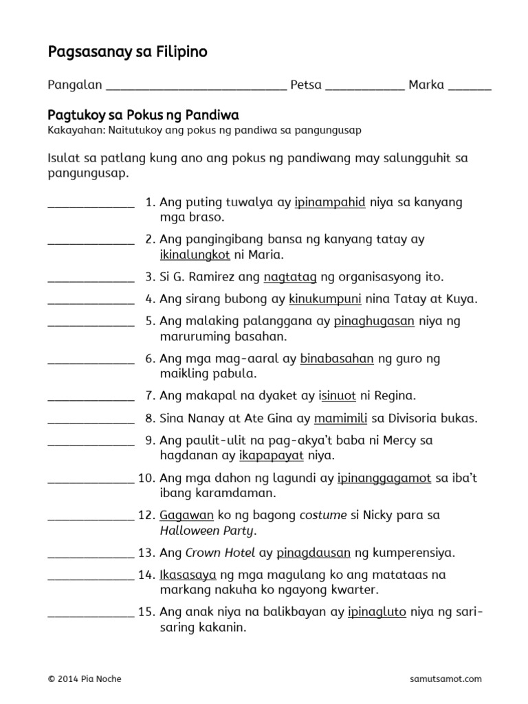 Pokus Ng Pandiwa 1 Pdf