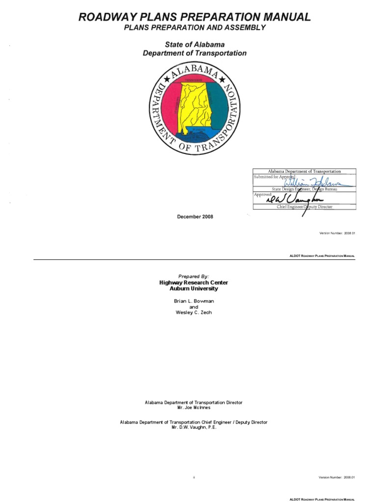 Alabama DOT Roadway Plans Preparation Manual Map Traffic