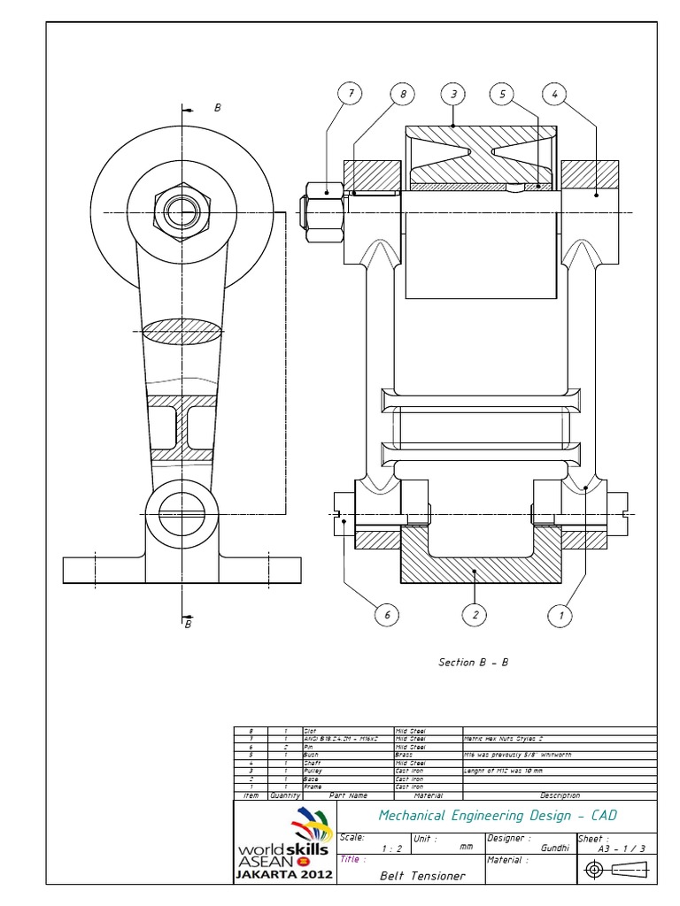 Mechanical Engineering Design CAD Belt Tensioner Belt (Mechanical