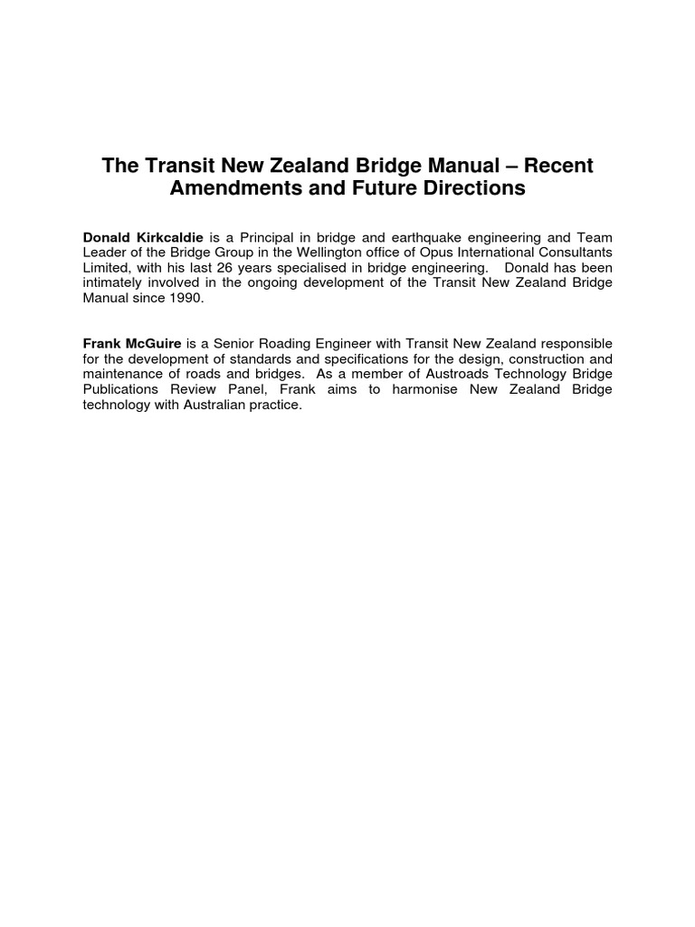 The Transit New Zealand Bridge Manual - Recent Amendments and Future ...
