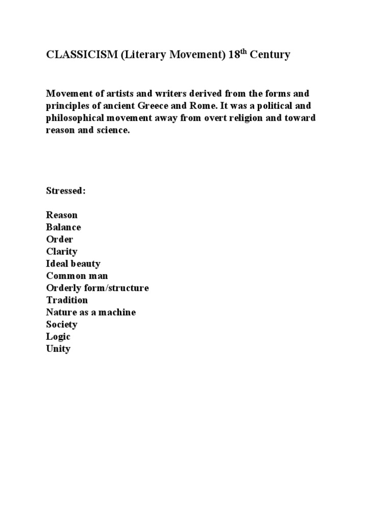 Classicism: The Enlightenment Movement | PDF