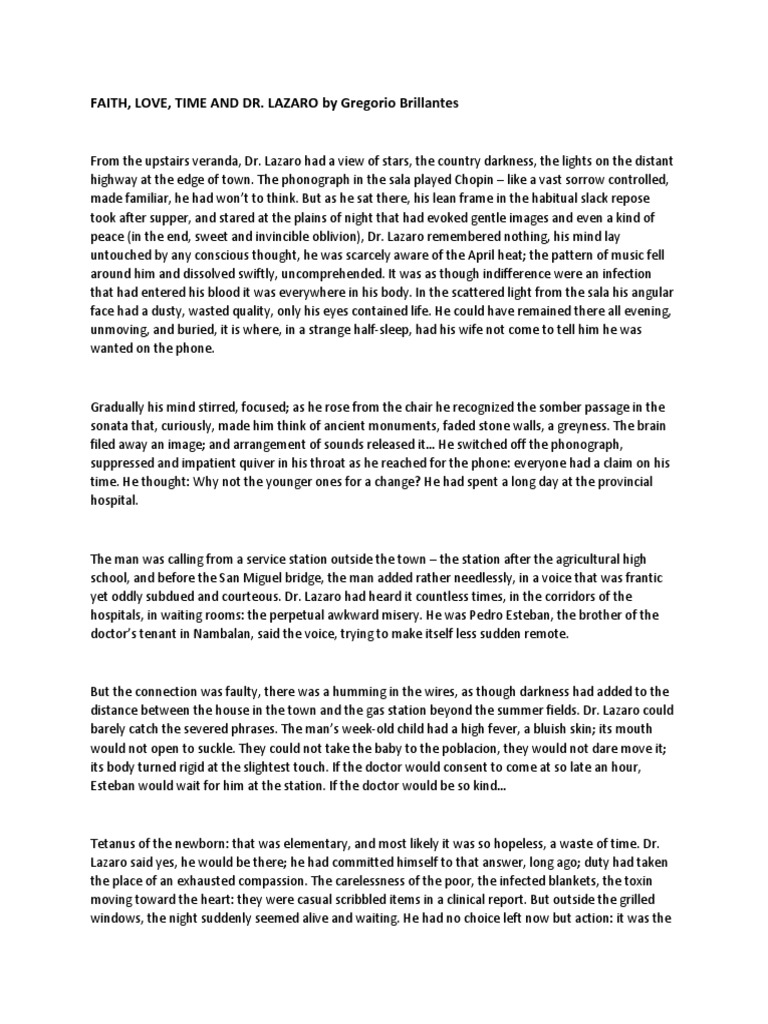 Faith love time and dr lazaro essay picture