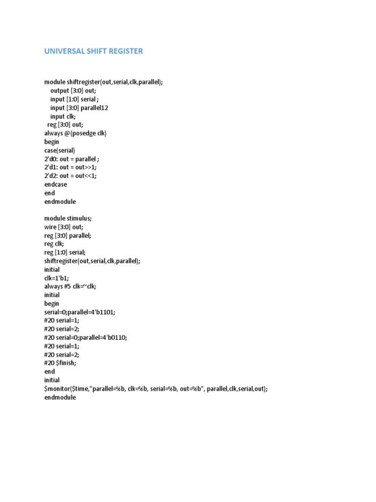 Universal Shift Register | PDF | Electronic Circuits | Computer ...