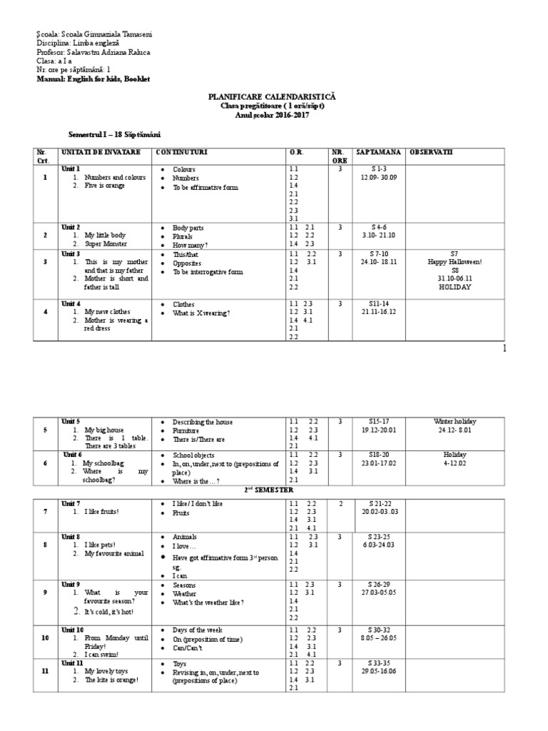 manual-english-for-kids-booklet-planificare-calendaristic-clasa