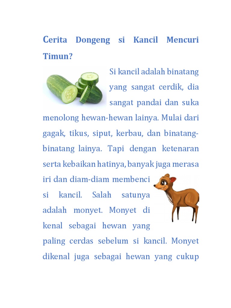 Cerita Dongeng Si Kancil Mencuri Timun Pdf