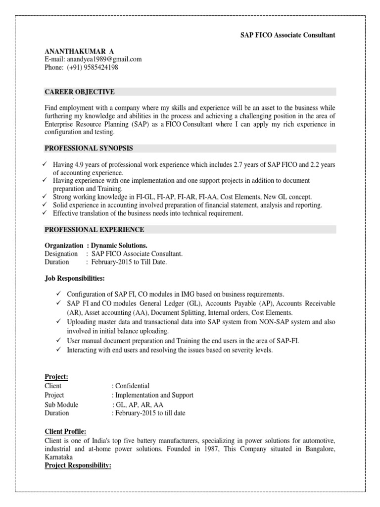 Sap Fico Consultant | PDF | Payments | Consultant
