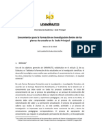 Lineamientos Para La Formacion en Investigacion Dentro de Los Planes de Estudio