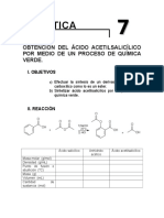 Práctica: Obtención Del Ácido Acetilsalicílico Por Medio de Un Proceso de Química Verde