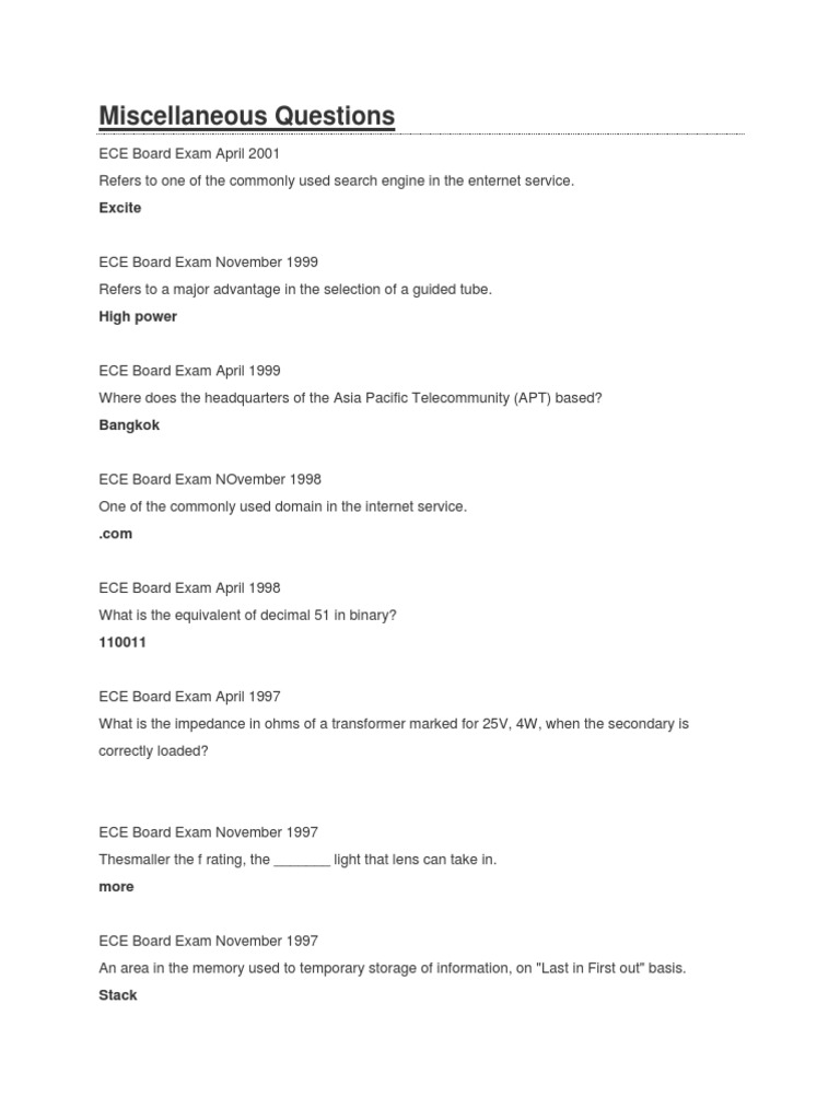 Miscellaneous Questions | PDF | Technology & Engineering