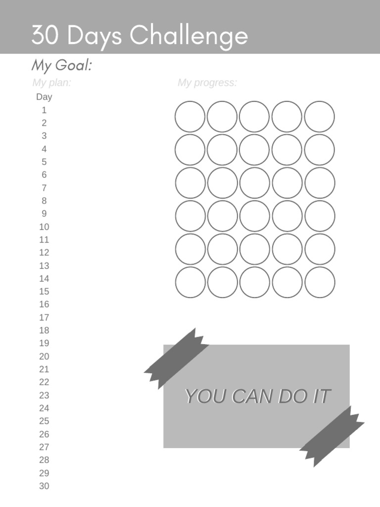 30-Day Challenge Progress Tracker | PDF