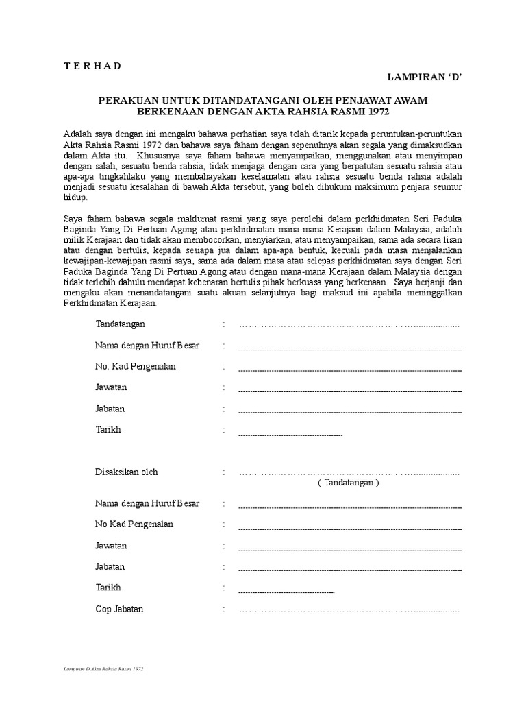 Surat Perakuan Akta Rahsia Rasmi 1972  PDF