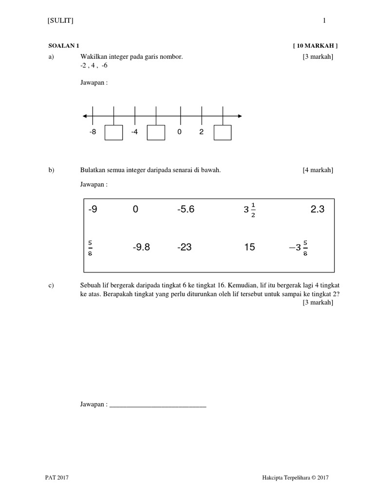 Matematik Tingkatan 1 Kssm 2017