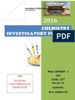 Chemistry Investigatory Project: Aim: To Study Adulterants in Food Stuff