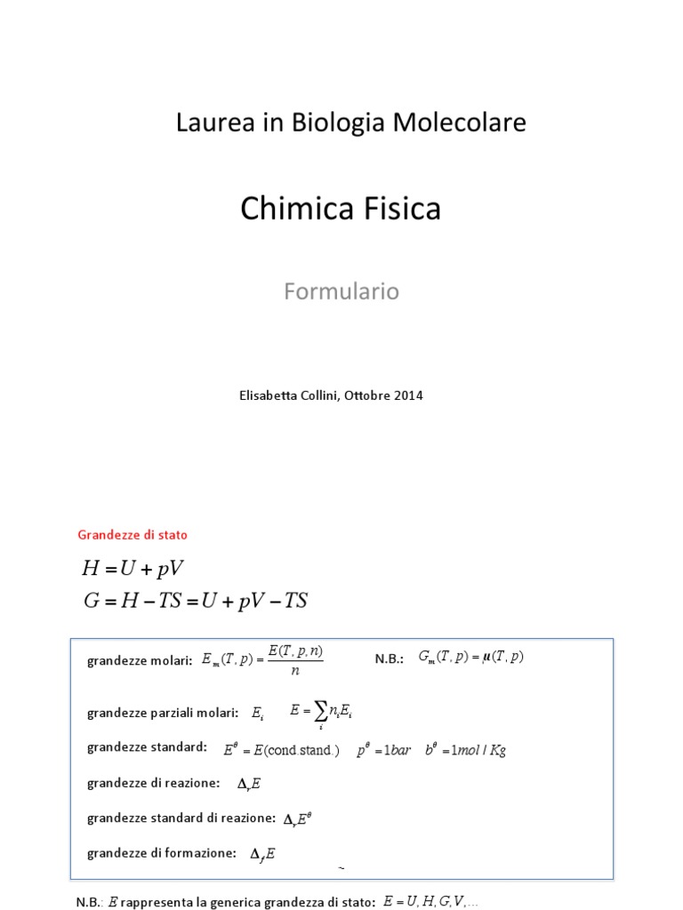 Formulario Chimica Fisica