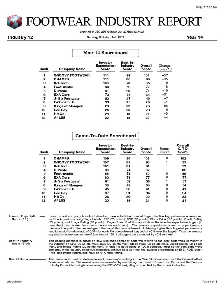 Footwear Industry Report PDF Equity (Finance) Dividend