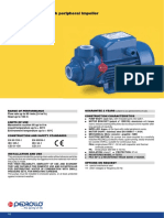 Pumps With Peripheral Impeller: Range of Performance Guarantee 2 Years Construction Characteristics