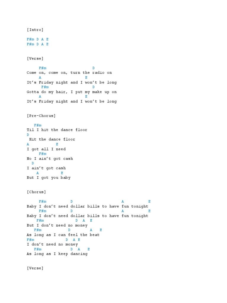 Cheap Thrills Chords PDF Song Structure Pop Music