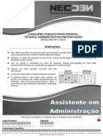 Conc Tec Adm Fev 2014 Med Assistente em Administracao