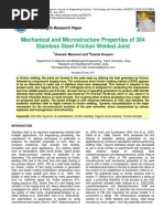 Mechanical and Microstructure Properties of 304 Stainless Steel Friction Welded Joint