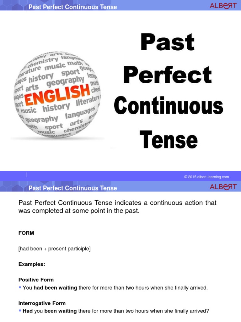 Past Perfect Continuous Tense Pdf Grammatical Tense Languages