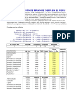 Calculo Del Costo de Mano de Obra en El Peru