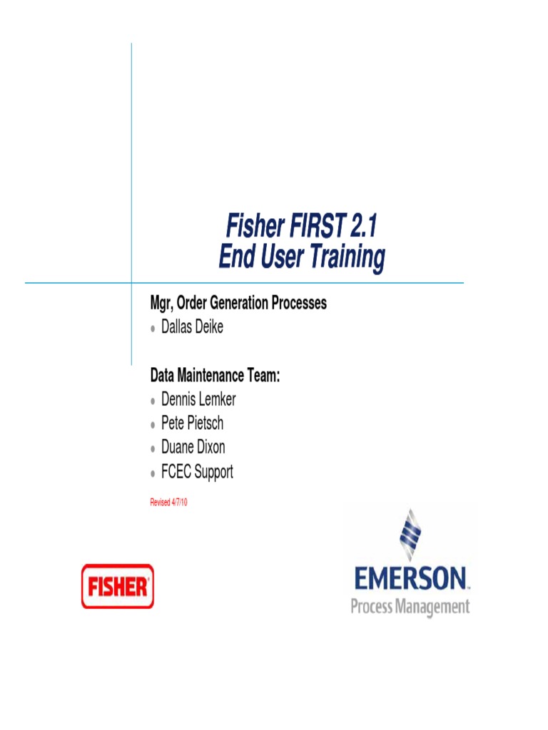 Fisher FIRST 2.1 Training Overview | PDF | Help Desk | Valve