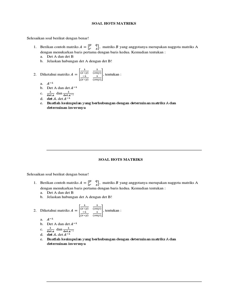 17+ Contoh kumoulan soal kelas 11 materi invers matriks info