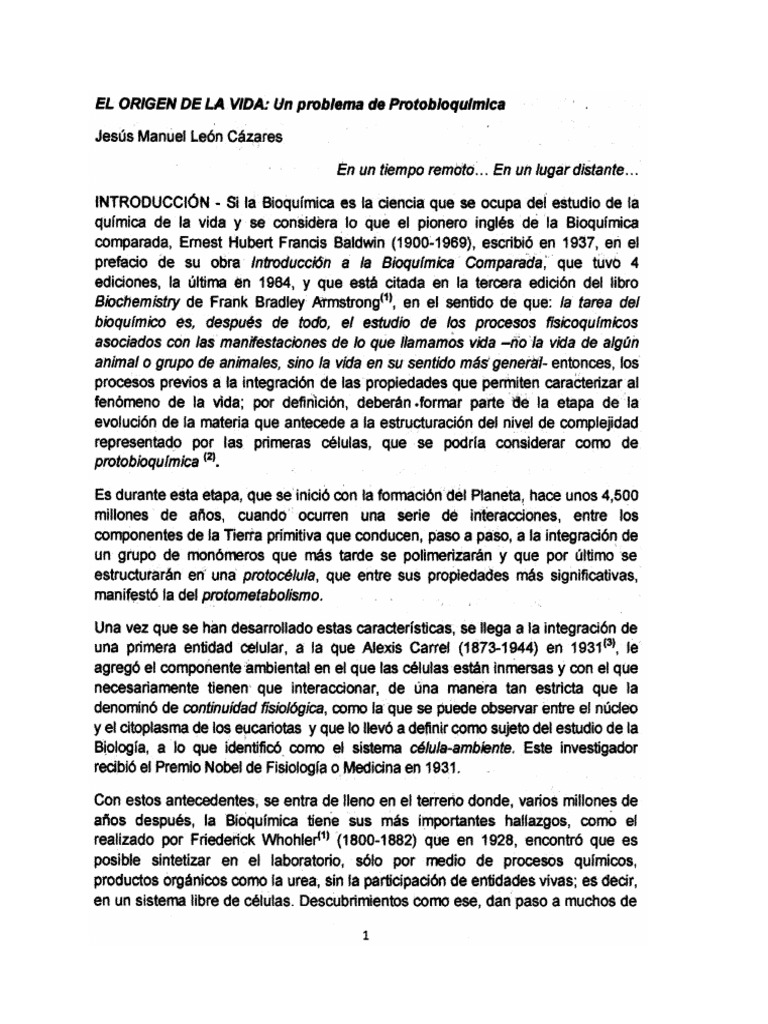 El Origen de La Vida | PDF