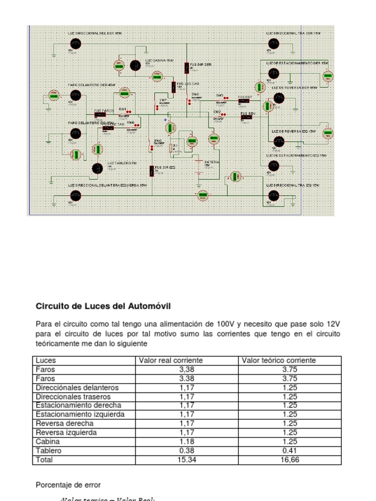 Circuito de Luces Del Automovil | Resistencia Elctrica y Conductancia ...