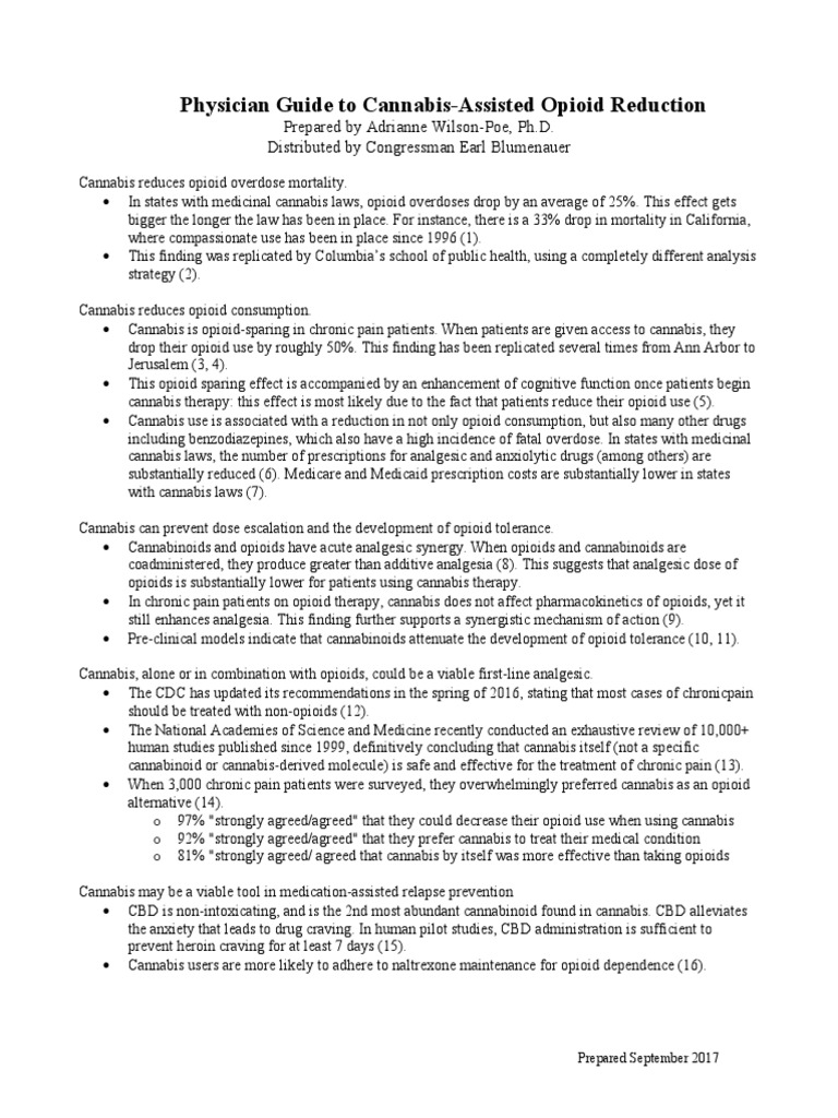 Physician Guide To Cannabis-Assisted Opioid Reduction (Distributed by ...