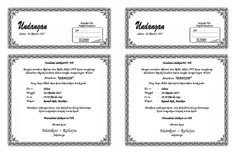 Contoh Undangan Tahlil Docx