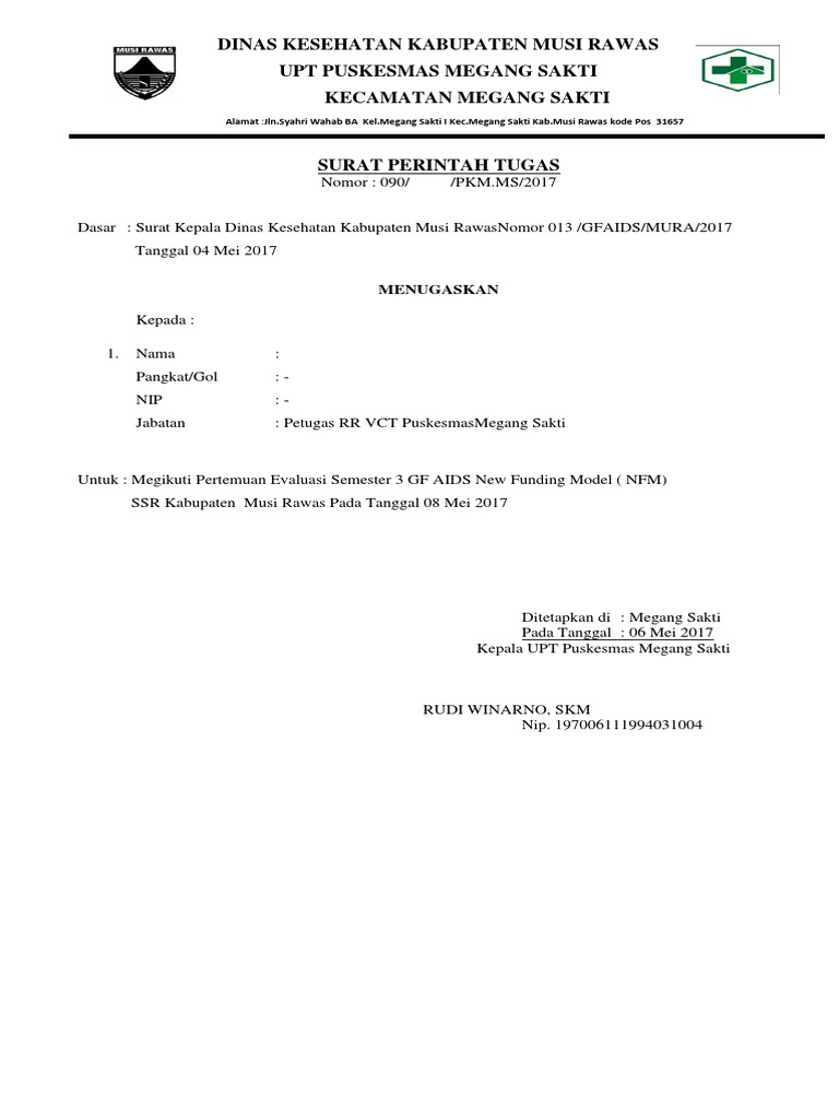Surat Tugas Dinas Kesehatan