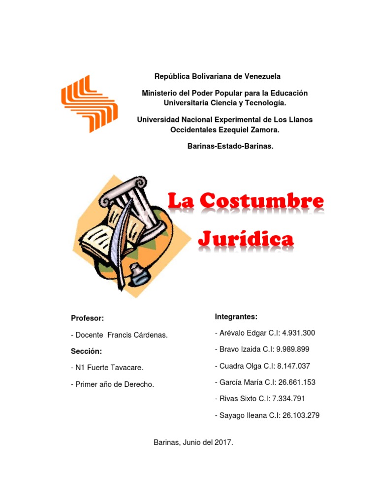 La Costumbre Jurídica PDF Fuentes del derecho Ley procesal